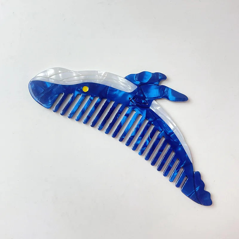 Acetic Acid Wide Tooth Comb Cute Cartoon Animal Detangling Hair Brush Dog Swan Pattern Small Pocket Comb Salon Hair Accessories Quake 9