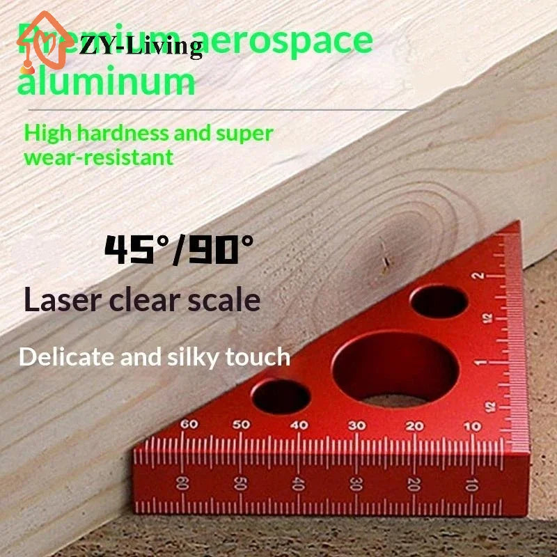 Aluminum Ruler 45/90 Degree Frosted Right Angle Gauge Triangle Ruler With Both Imperial And Metric Scales For DIY Wood Projects Quake