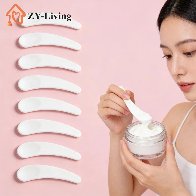 10Pcs Mini Cosmetic Spatula Spoon Disposable Curved Scoop Makeup Mask Cream Spoon For Make Up Face Accessories Quake Default Title