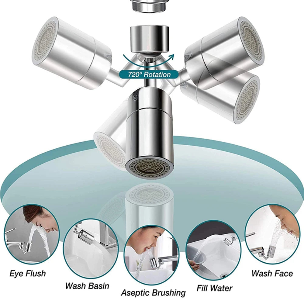 720 Rotatable Tap Aerator Splash-proof Faucet Sprayer Head Water Saving Plastic Splash Tap Head Wash Basin Tap Extender Adapter Quake