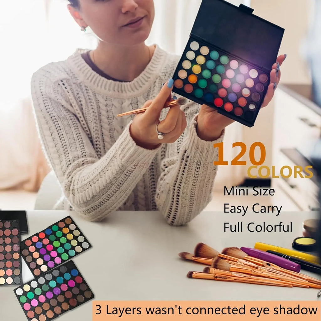 120 Color Eye Makeup Waterproof Make up Nude Eye Shadow Palette Glitter Matte Pigmented Powder Pressed Shine Eyeshadow Cosmetic Quake