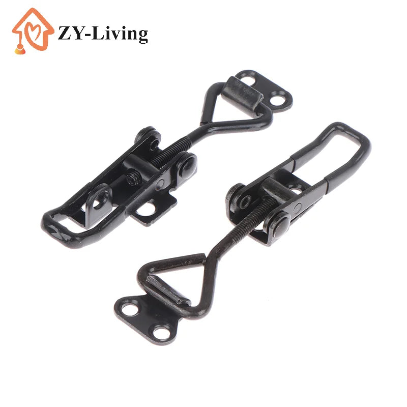 2Pcs Black Adjustable Toggle Latch Catch, Lever Handle Lock Hasp Quick Clamp for Cabinet Box Furniture Hardware Quake