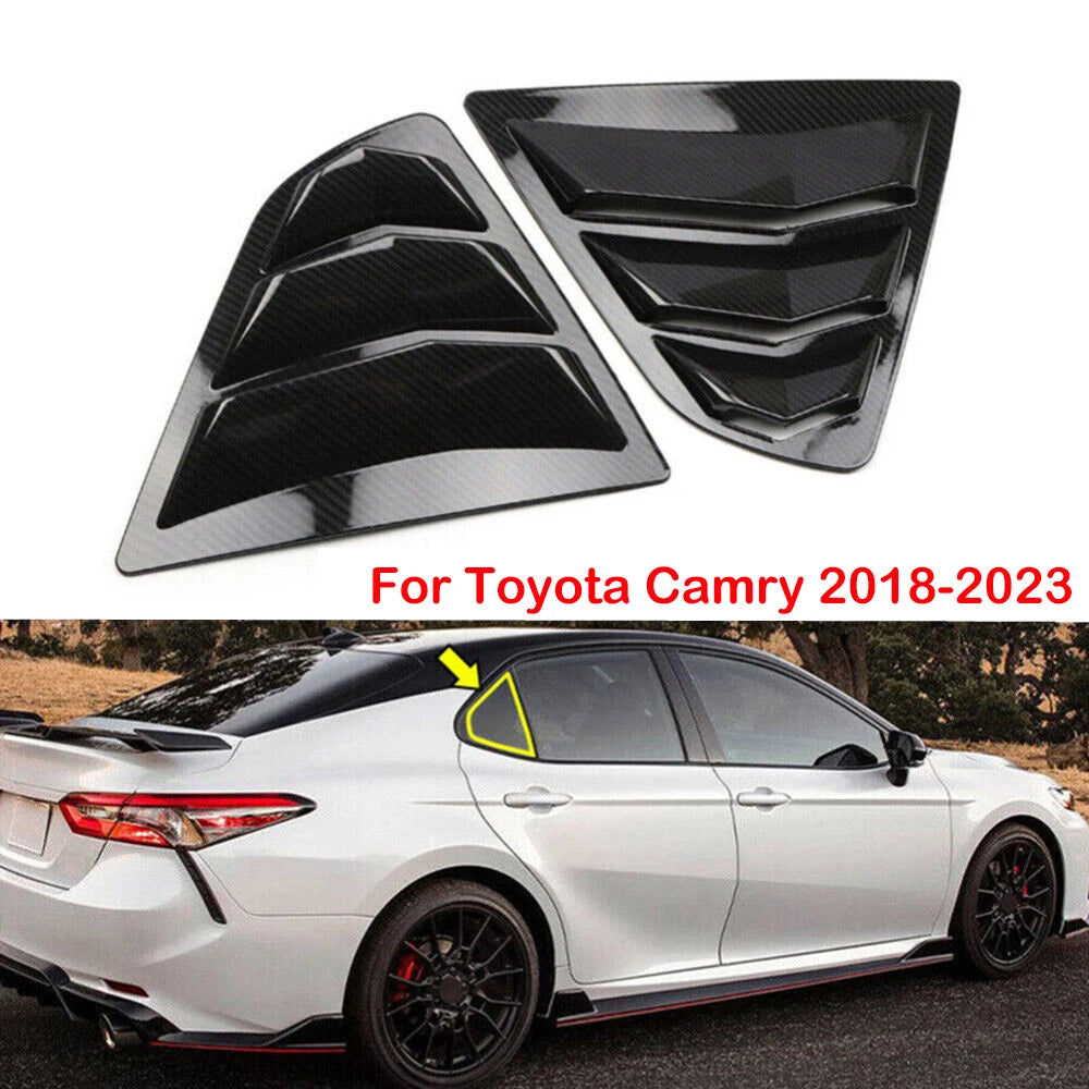 For Toyota Camry Sedan 2018-2023 Car Rear Louver Window Side Shutter Cover Trim Sticker Vent Scoop ABS Carbon Fiber Accessories Quake