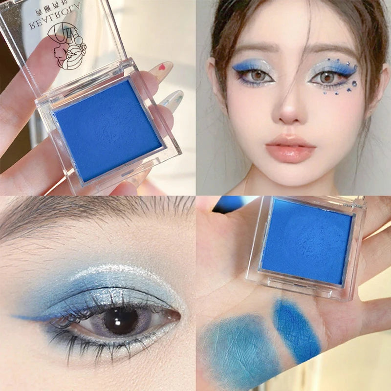 Matte Green, Monochrome, Christmas Brightening Eyeshadow Tray for Long-Lasting, Delicate Makeup, as a Blush, for All Skin Tones Quake dark blue