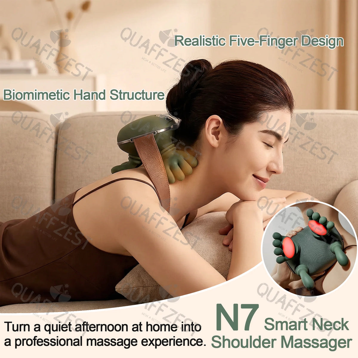 4D Bionic Finger Neck Shoulder Massager Wireless Neck Cervical Trapezius Kneading Massage Shawl Brushless Motor Neck masajeador Quake Default Title
