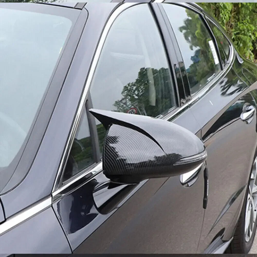 For Hyundai Sonata DN8 2020 2021 2022 Rearview Side Mirror Cover Wing Cap Exterior Door Rear View Case Trim Carbon Fiber Look Quake