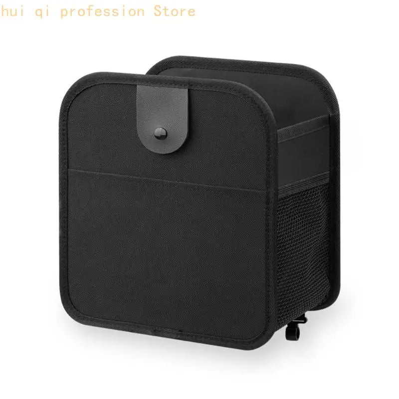 Car Trash Can With Large Capacity And Side Pocket Hangs On Back Easy Access H8WE Quake Black CN