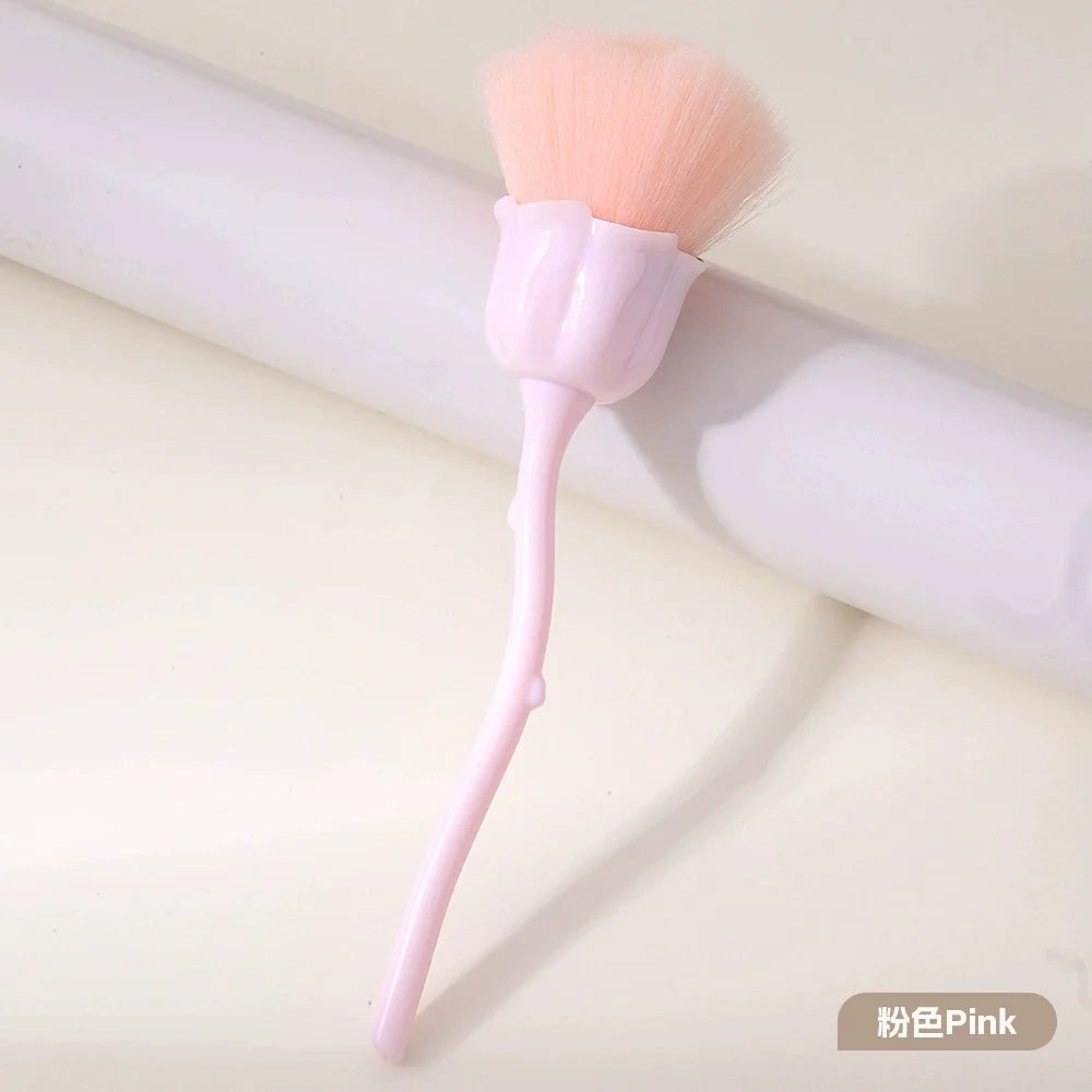 Rose Flower Shape Makeup Brush Round Makeup Loose Powder Brushes Manicure Nail Polishing Dust Removal Brush Beauty Make Up Tools Quake Pink
