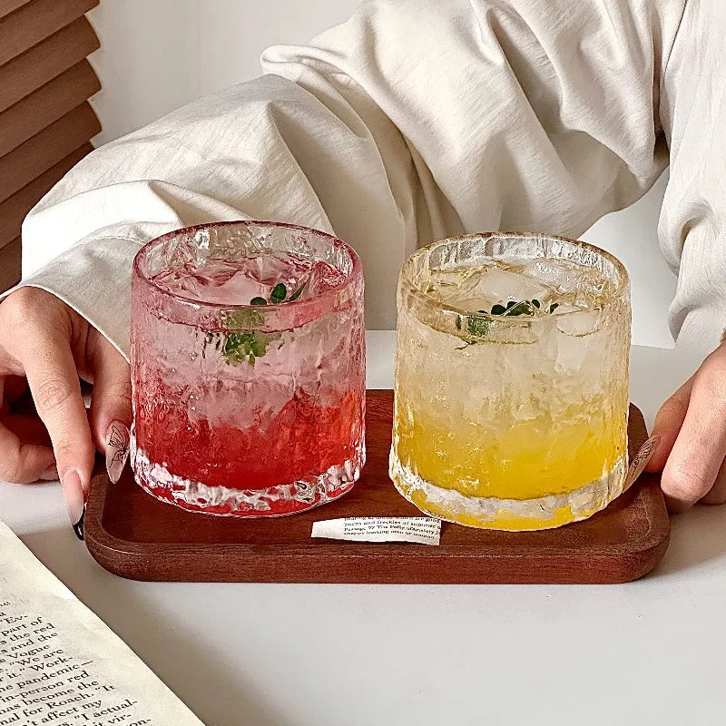 1pc Premium Ins Wind Ice Crack Glass Cup Home Juice Beverage Bar Whiskey Cup Quake