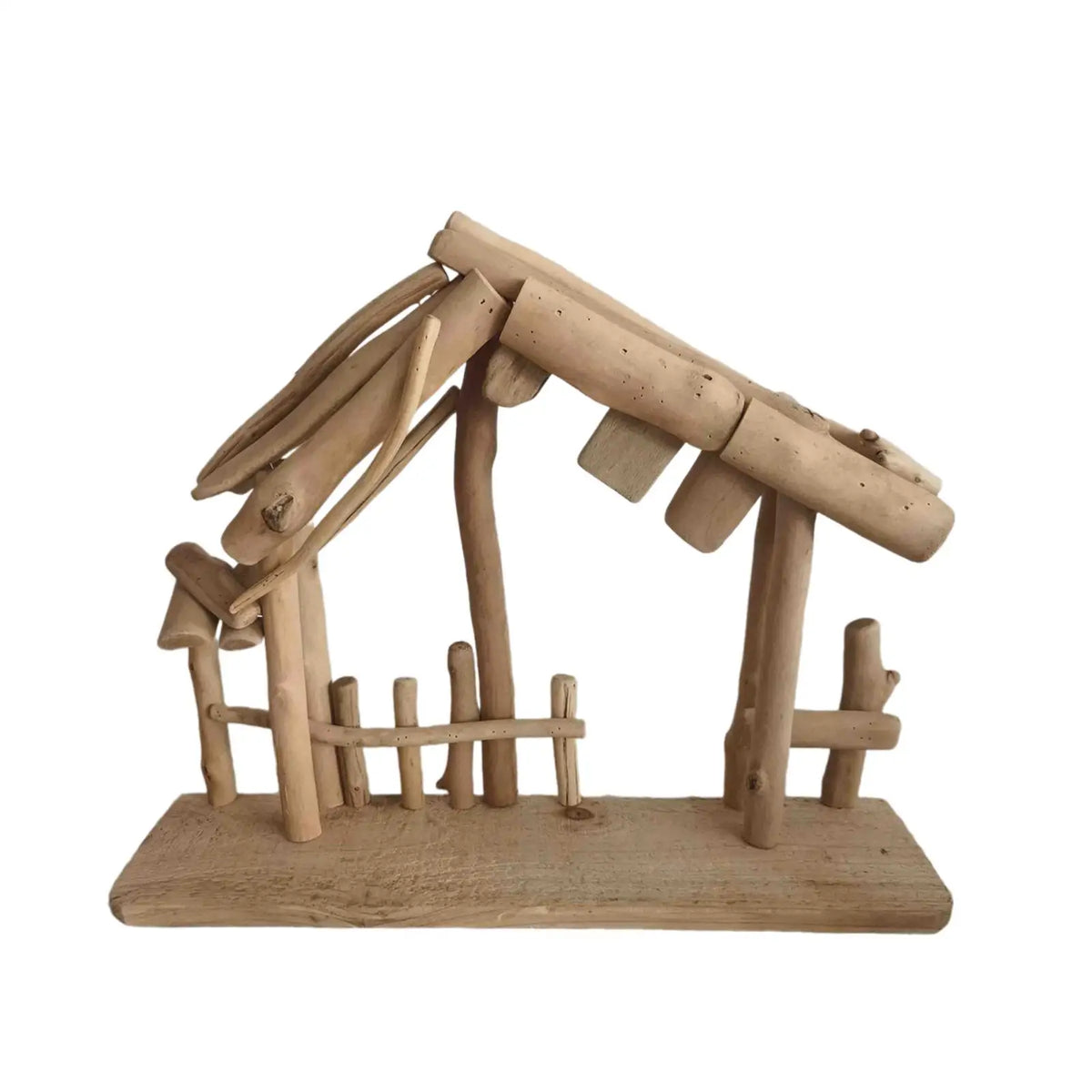 Christmas Decorations Manger Nativity Stable Easy to Store Miniature Lifelike Wooden Stable Tabletop Ornament for Home Office Quake