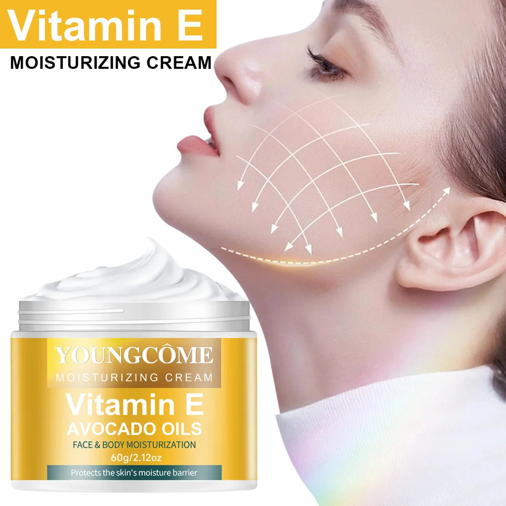 Vitamin E moisturizing Cream Anti Aging Firming Lifting Fade Fine Lines Whitening Moisturizing Brightening Skin Care Cosmetic Quake