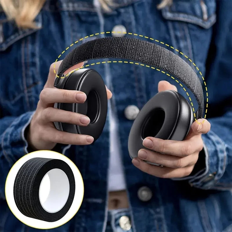 6pcs Tearable Headphone Headband Protector Tape,Anti-Aging Peeling Repair Strip for Over-Ear Headsets,Durable Fiber Material Quake