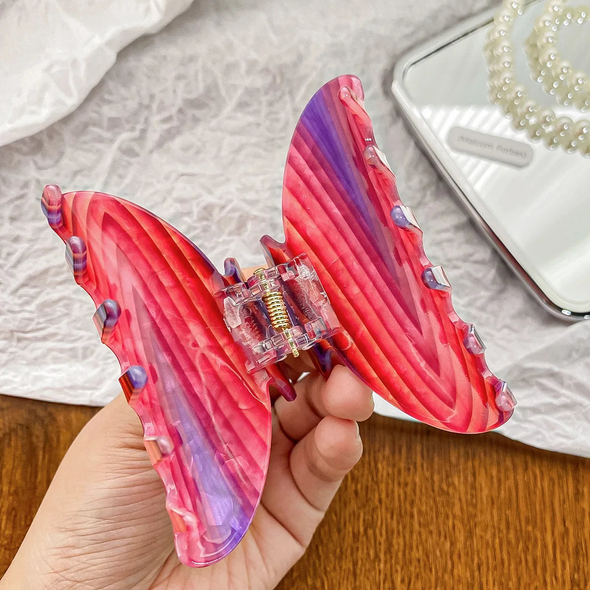 Vintage Floral Hair Claw Women Girls Temperament Elegant Shark Clip Hair Crab Clip Colorful Ponytail Clip Hair Style Accessories Quake
