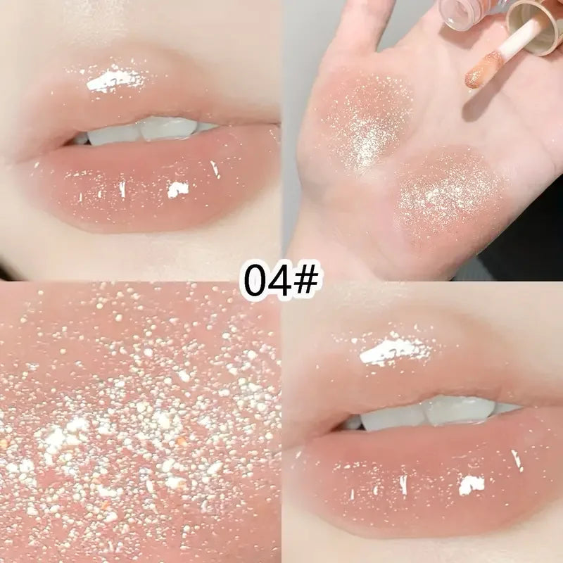 Moisturizing Glitter Lip Balm-Glossy Effect,Shimmering Lipstick with Heart Shaped Cap, Nourishing for All Skin Types Lip Makeup Quake 04