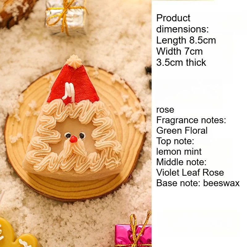 1pc Christmas Atmosphere Cute Small Gifts Aromatherapy Candles Souvenirs Creative Handmade Santa Claus Candles Quake Milk tea- fan