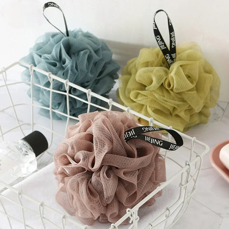Soft Mesh Bath Sponge Balls Nylon Cleaning Brush Shower Puff Body Cleaner Exfoliating Scrubbers Bath Ball Bathroom Supplies Quake white