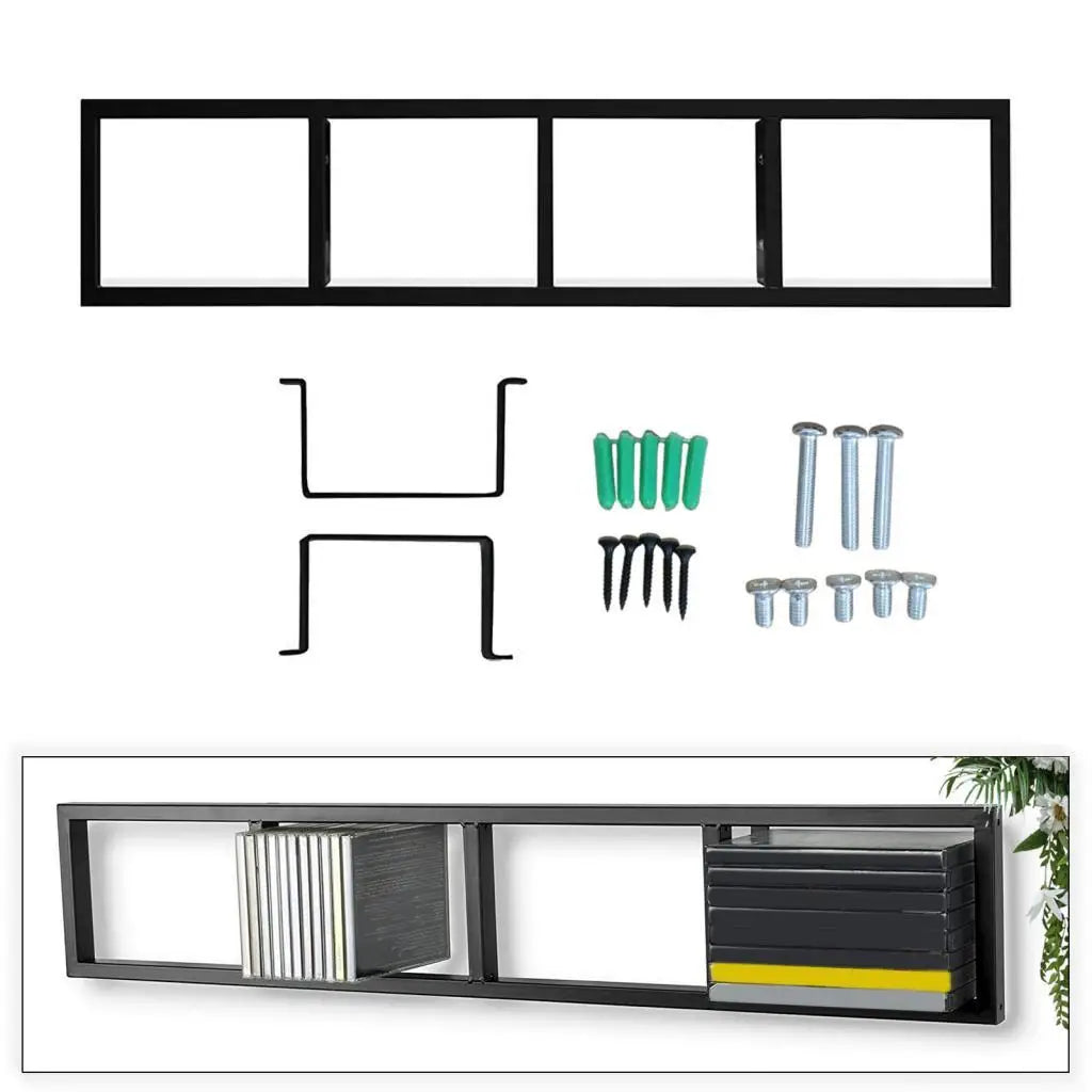 Iron Art Wall Mounted CD DVD Storage Rack Display Shelf Stand Organizer for Media Room Decoration Quake