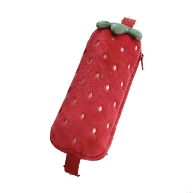 Strawberry-Inspired Plush Pencil Soft Polyester Pen Case for School Supplies, Desk Organization and Daily Carry K1KF Quake Red CN