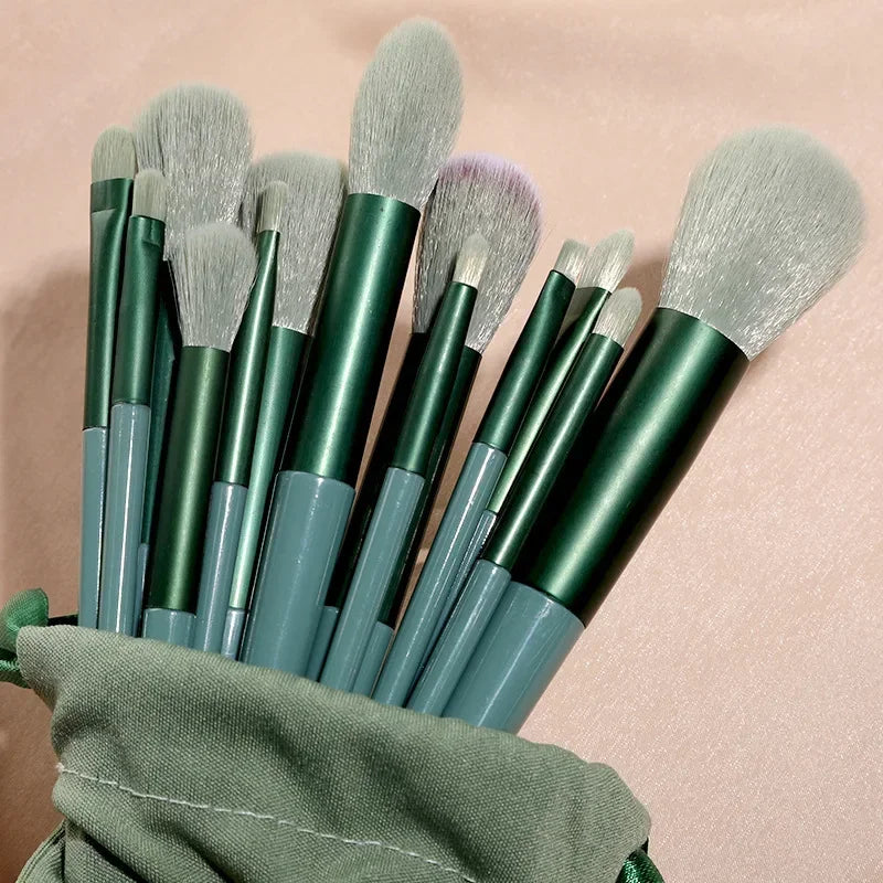 3/13/22pcs Professional Makeup Brushes Tools Set Make Up Brush Tools Kits for Eyeshadow Eyeliner Cosmetics Brushes Maquiagem Quake 13pcs green bag