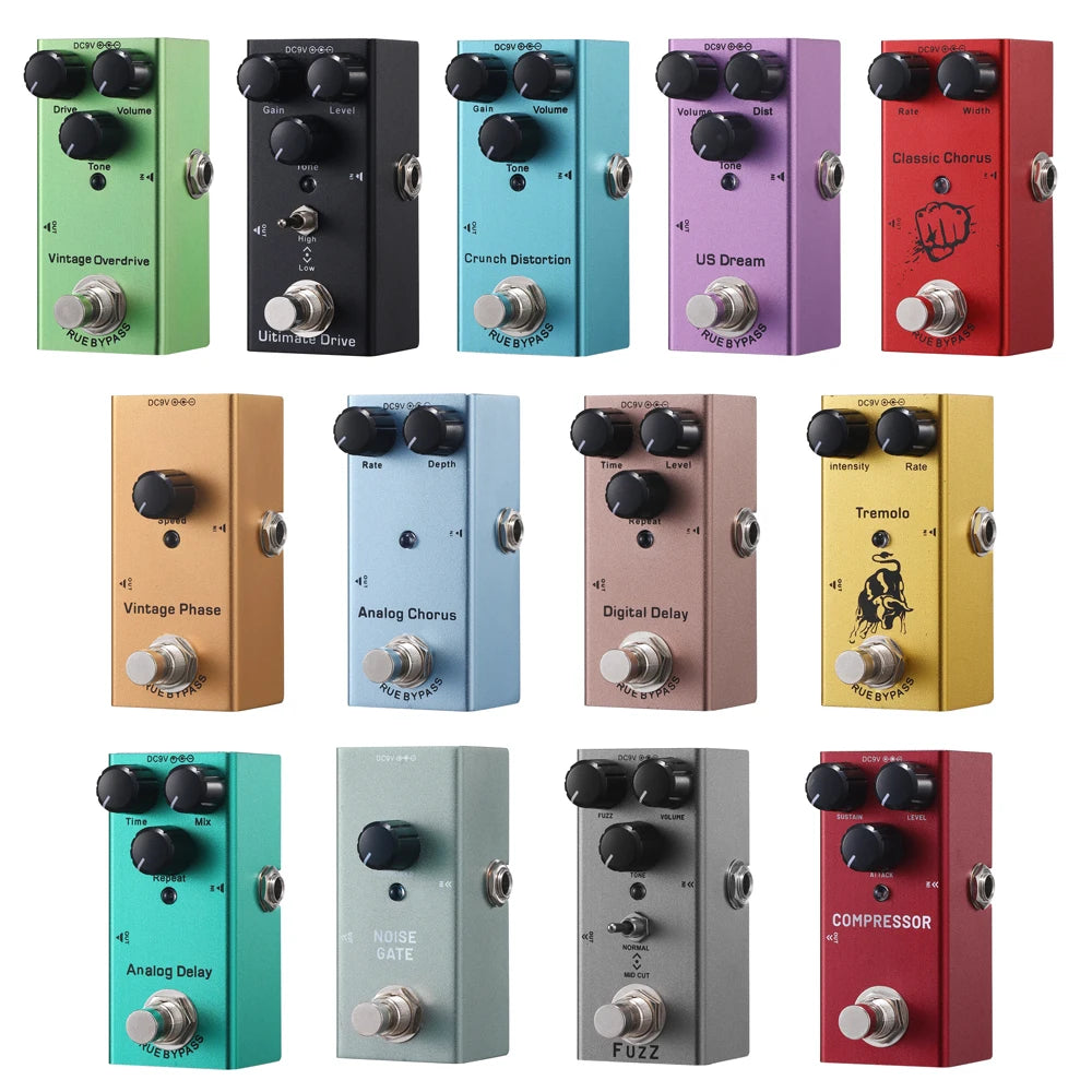 Electric Guitar Pedal Vintage Overdrive/US Dream/Classic Chorus/Vintage Phase/Tremolo/Analog delay/Digital Delay/Ultimate Drive Quake