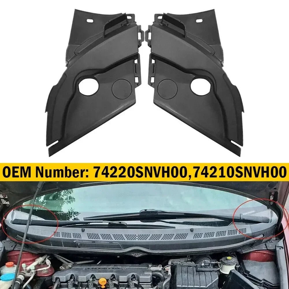For Honda Civic 2006-2011 74220SNVH00 2x Front Windshield Wrap Corner Wiper Arm Cowl Vent Side Trim Cover Deflector Plate Panel Quake Default Title