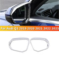 For Audi Q3 2019-2023 2x Car Sticker ABS Exterior Side Mirror Rain Eyebrow Frame Trim Decorative Accessories Auto Part Chrome Quake Default Title