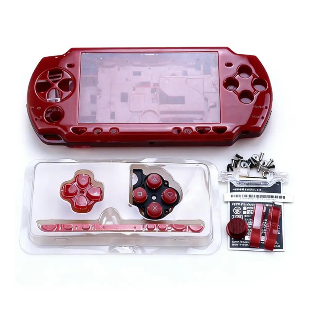 Replacement Full Shell Kit for PSP2000 Console Upper Cover Case Precise Fit Durable ABS Housing Buttons Screws Multi Colors Quake red