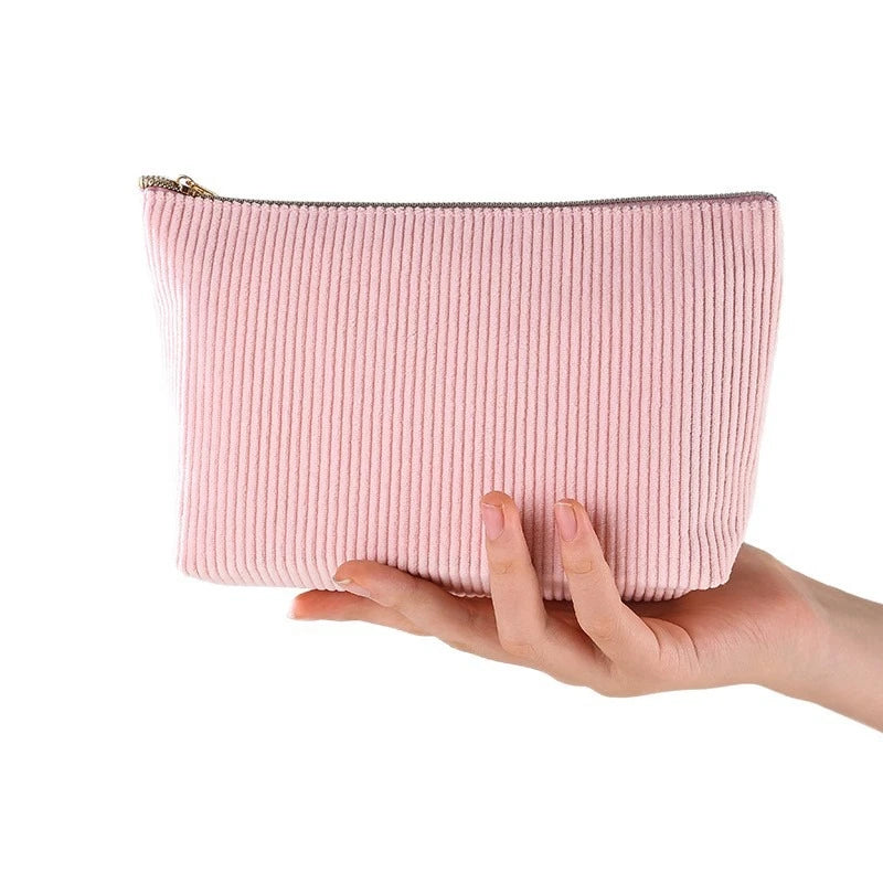 Multi-color Corduroy Simple Zipper Cosmetic Bag Portable Travel Wash Pouch Student Makeup Brush Skincare Hand Organizer Quake