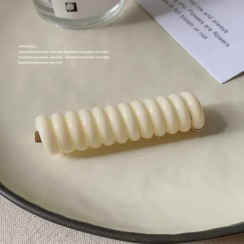 New Spiral High Elastic Rubber Bands for Women Girls Telephone Wire Hair Ties Loop Spiral Coil Hairbands Ponytail Holder Quake beige