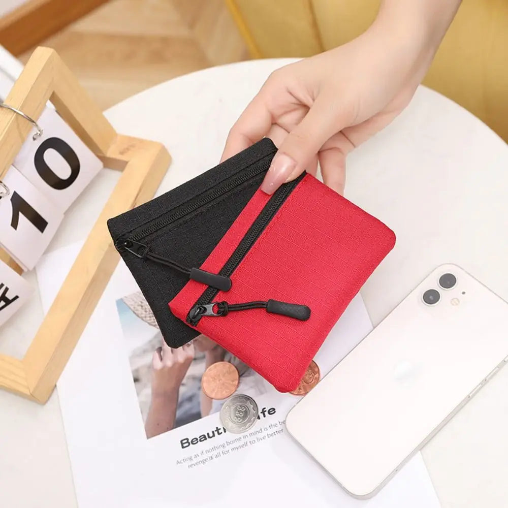 Unisex Solid Color Mini Coin Purse Canvas Kid Storage Pouch Small Wallet Zipper Coin Key Bag Women Men Quake