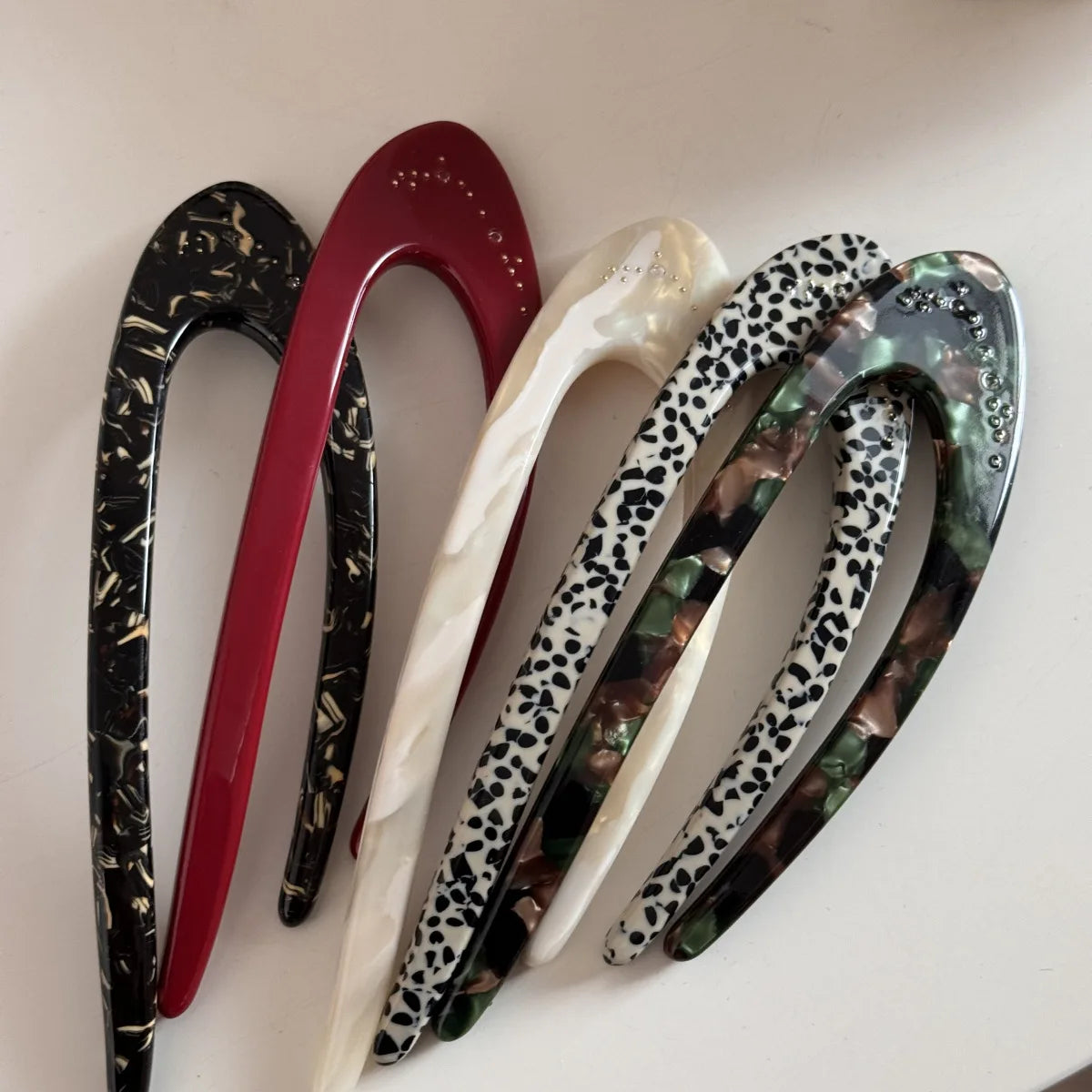 French Style Thicken Acetate U Shape Hairpin High-end Leopard Print Hair Stcik Back Head Daily Wear Versatile Hair Fork Braiders Quake