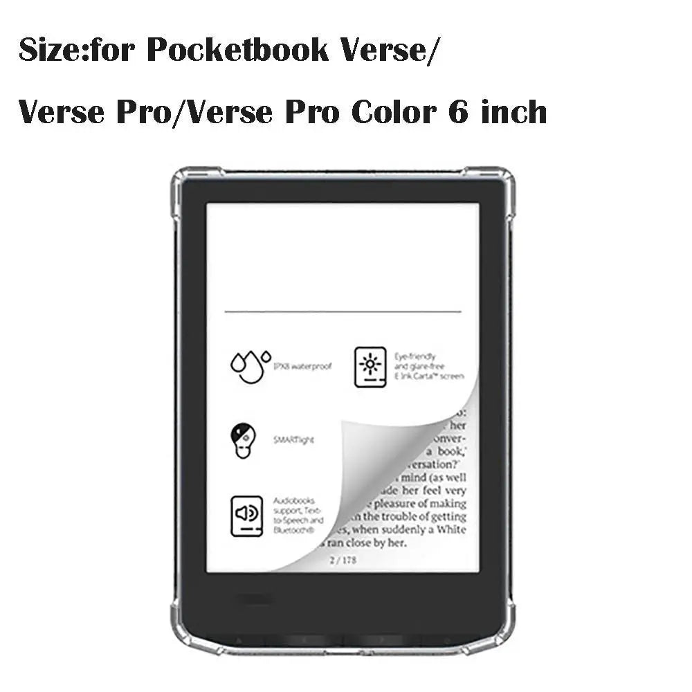 Transparent eReader Case TPU Shockproof Back Cover for PocketBook 616/617/618/628/632/633/629/634/700/InkPad 4//InkPad Color 2/3 Quake