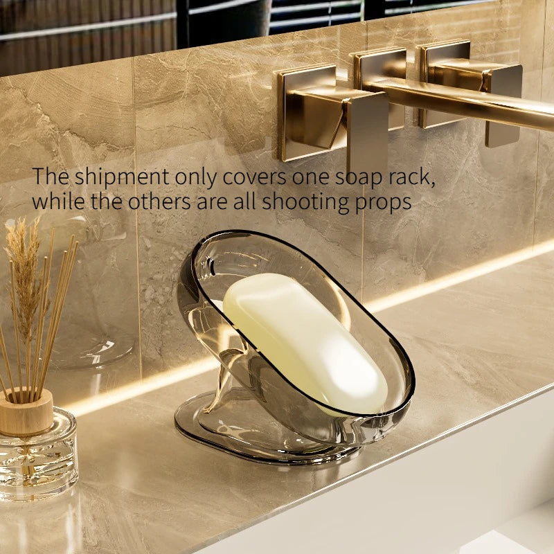 Luxury Transparent Draining Soap Box No Punch Wall-mounted Soap Holder Non-slip Soap Storage Organizer for Bathroom Quake B
