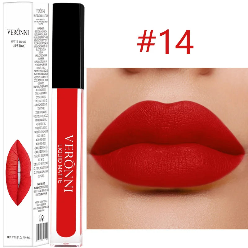 14 Color Liquid Matte Lipsticks Long Lasting Velvet Lip gloss Non Stick Cup Waterproof Beauty Cosmetics Makeup for Women Lip Quake 14