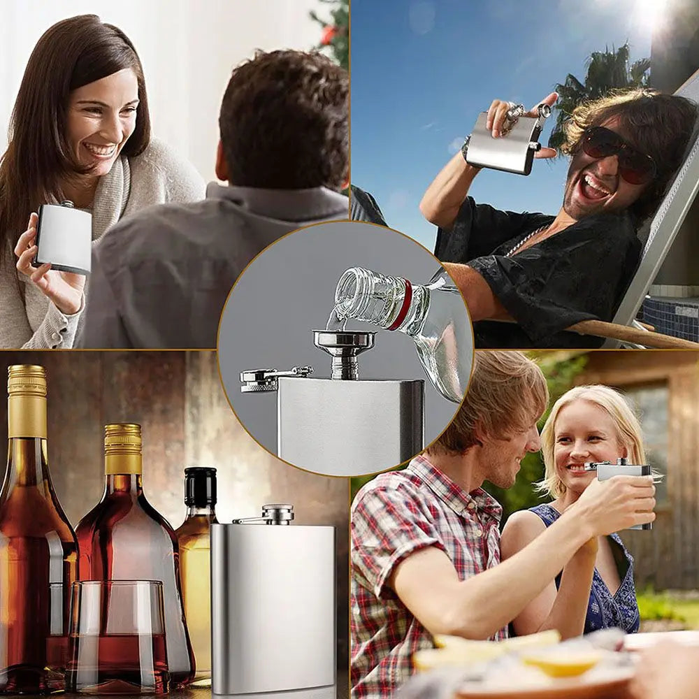 Stainless Steel Hip Flask Portable Liquor Flask Leakproof Drinking Bottle Alcohol Wine Whiskey Holder Drinkware Wedding Party Quake