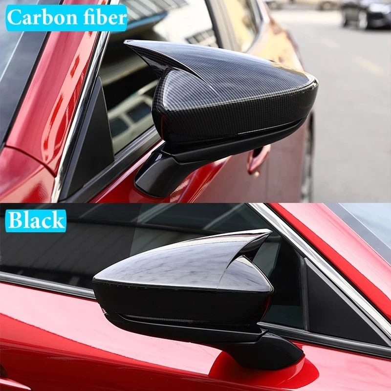 For Mazda 3 Axela 2019 2020 2021 2022 2023 Car Rearview Side Mirror Cover Wing Cap Exterior Door Case Trim Carbon Fiber Look Quake
