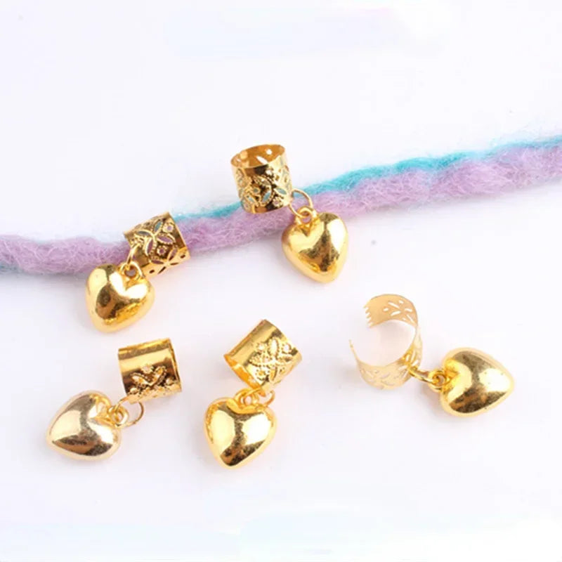 Hair Braided Wig Jewelry Hair Extension Rings Buckle Metal Hollow Out Iron Flower Tube Hair Ring Buckle Headdress Styling Rings Quake 5pcs LQ622-6