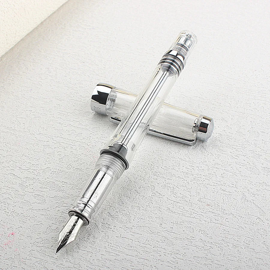 Vacuum Filling Fountain Pen Large Ink Capacity Easy Clean F Tip Pen for Adult Writing Practice Business Office School Supplies Quake 013-2 EF 0.38MM
