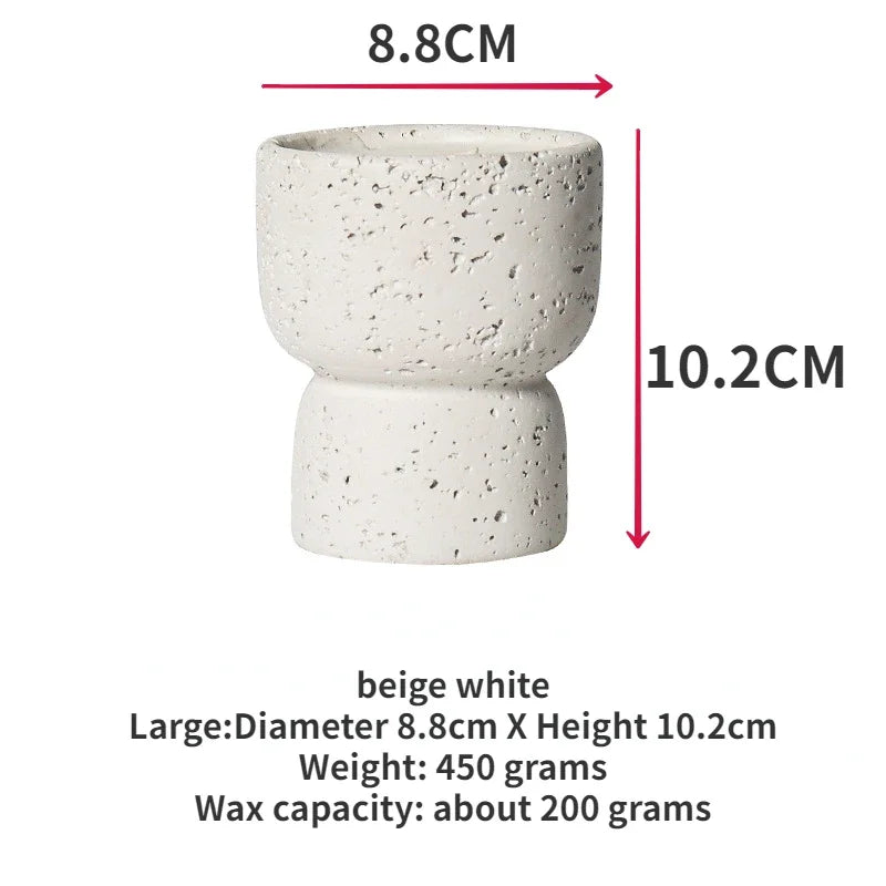 Simple Cement Household Aromatherapy Candles Empty Cups DIY High-value Handicrafts Indoor Candle Holders Decorative Ornaments Quake large beige white
