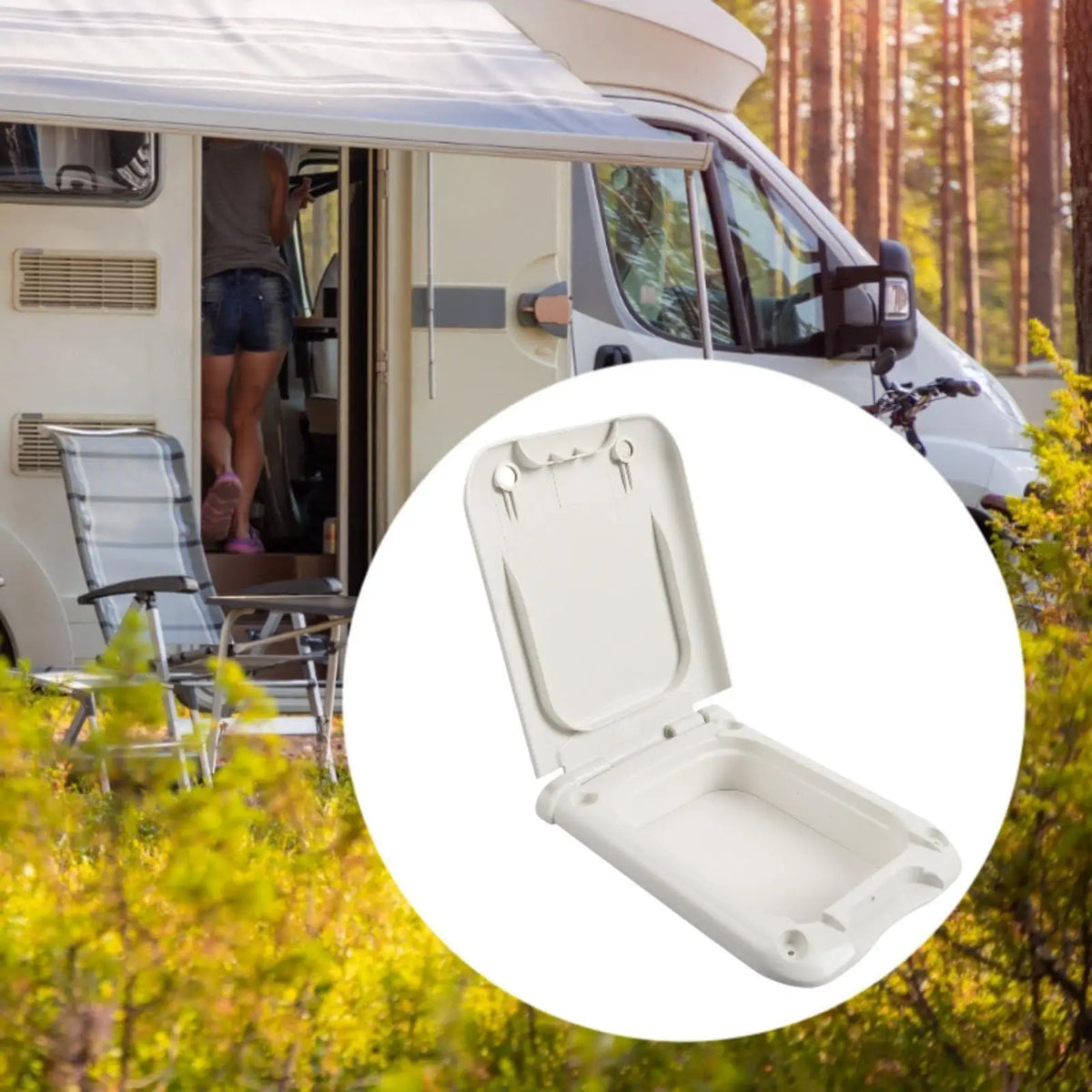 RV Power Outlet Box with Sealed Lid Sturdy Professional RV Electrical Outlet Panel Weatherproof for Trailer Camping Quake