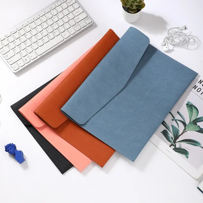 1pc Faux Leather Document Bag Business Information Bag A4 Folder Portable Storage Bag for School & Office Supplies Quake
