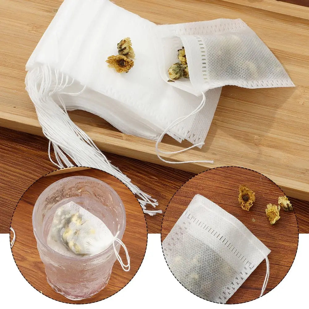 100 Pack Disposable Tea Bags Filter Bag Tea Bag Filter Paper Non-Woven Coffee Medicine Powder Filter Bag Quake