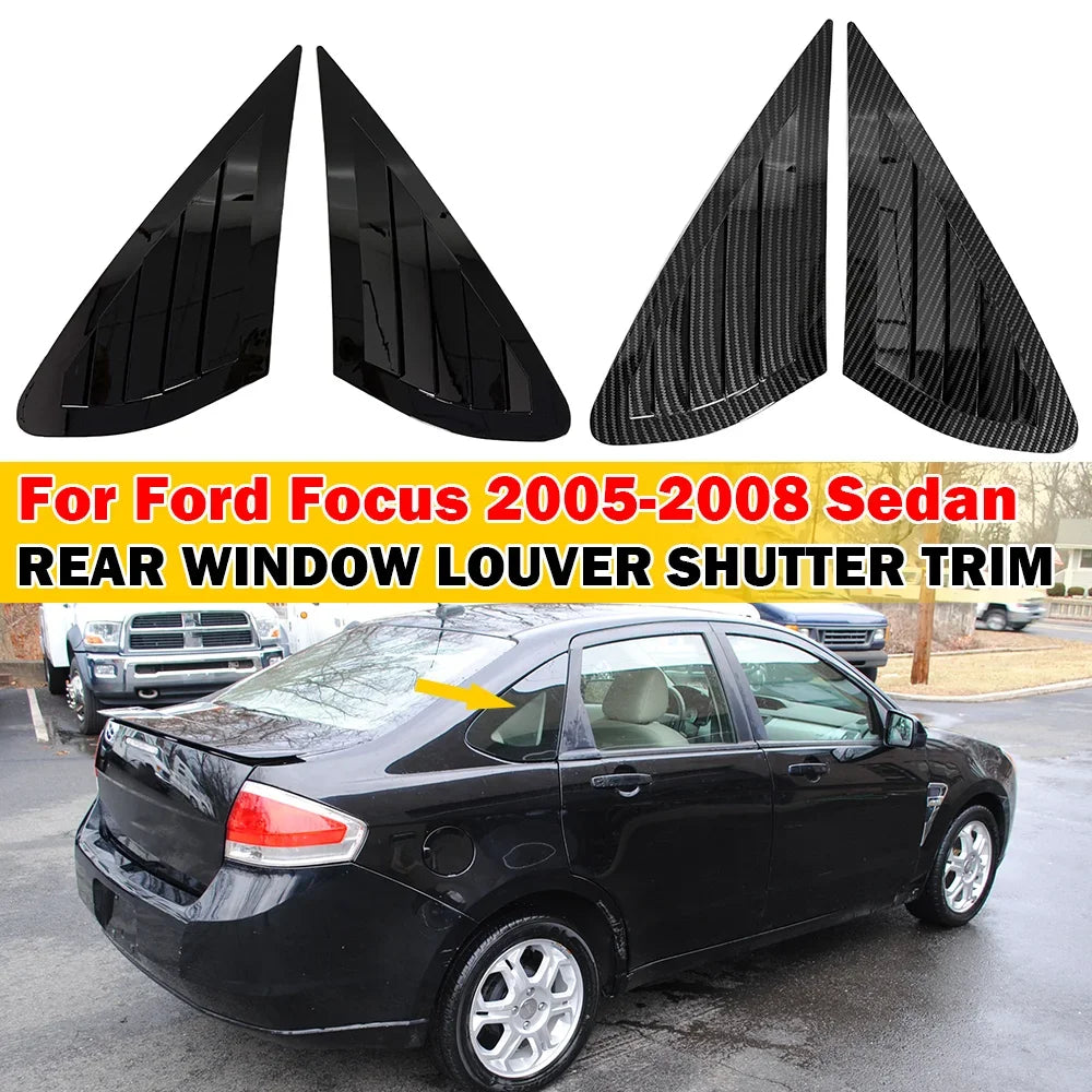 For Ford Focus Sedan 2005-2008 Car Rear Louver Window Side Shutter Cover Trim Sticker Vent Scoop ABS Carbon Fiber Accessories Quake