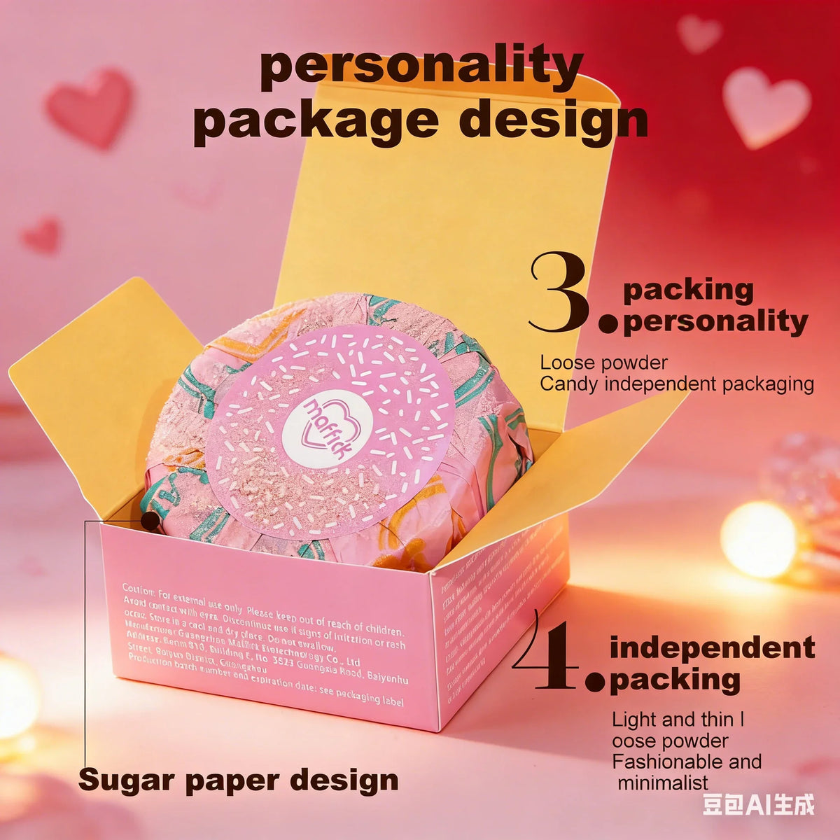 Heart Loose Powder for Girls, Vitality Skin, Softening Air Powder, Oil Control, Sweatproof, Waterproof Makeup Powder Quake