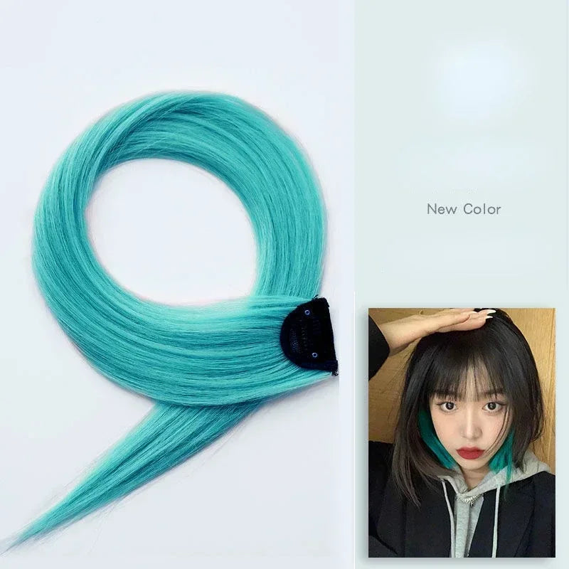 DIY Colored Hair Styling Clips Long Straight Hanging Ear Hairpin Hairpieces Women Natural Hair Braiding Clip Fake Hair Piece Quake SSL