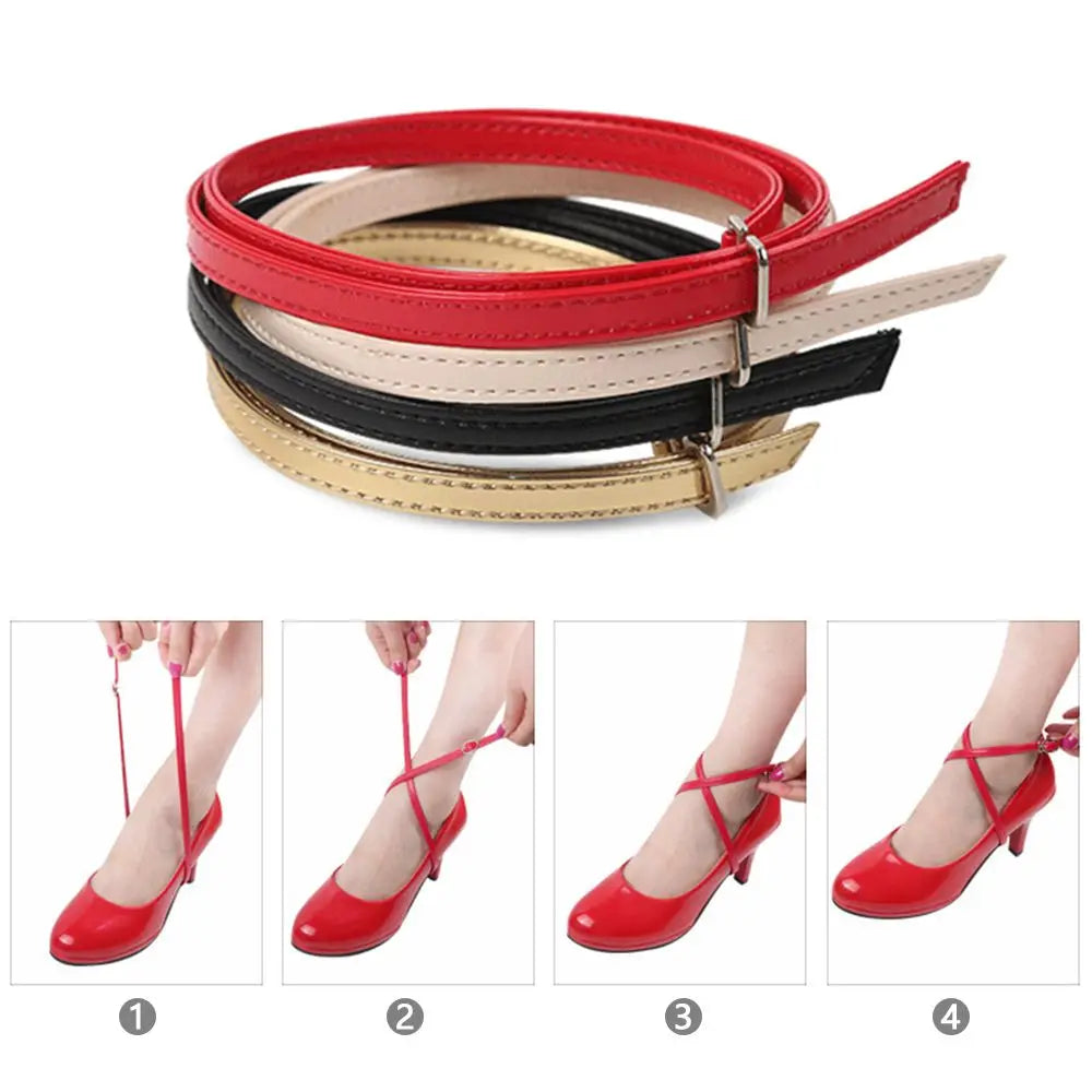 Adjustable Foot Care Accessories Shoe Lace Tie Anti-skid Straps Bundle Shoelace PU Leather Shoelace Ankle Shoe Belt Quake