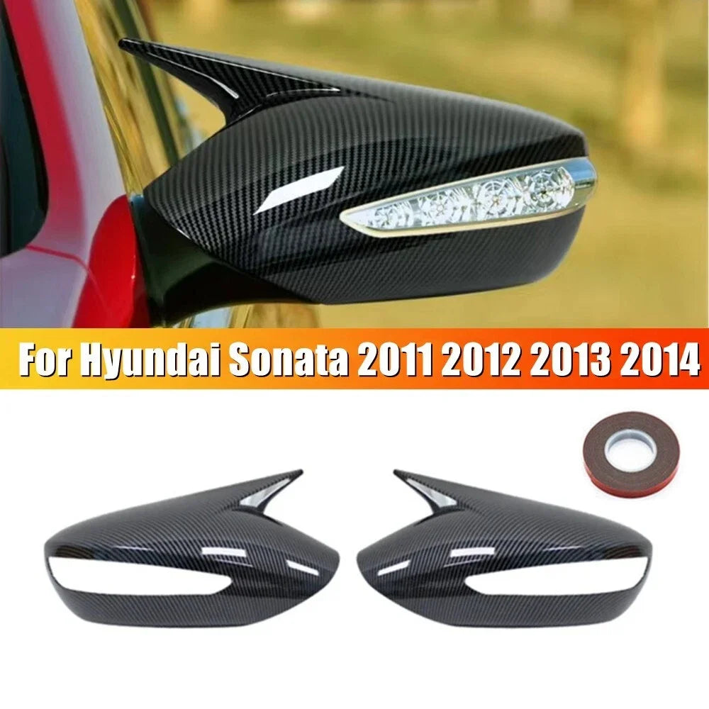 For Hyundai Sonata DN8 2011-2014 Rearview Side Mirror Cover Wing Cap Exterior Door Rear View Case Trim Shell Carbon Fiber Look Quake