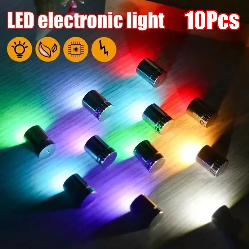 10Pcs Durable Small Mini LED Light Battery Powered Colorful Light Bulb Electronic Toys Accessories for Lantern Wick Base Quake