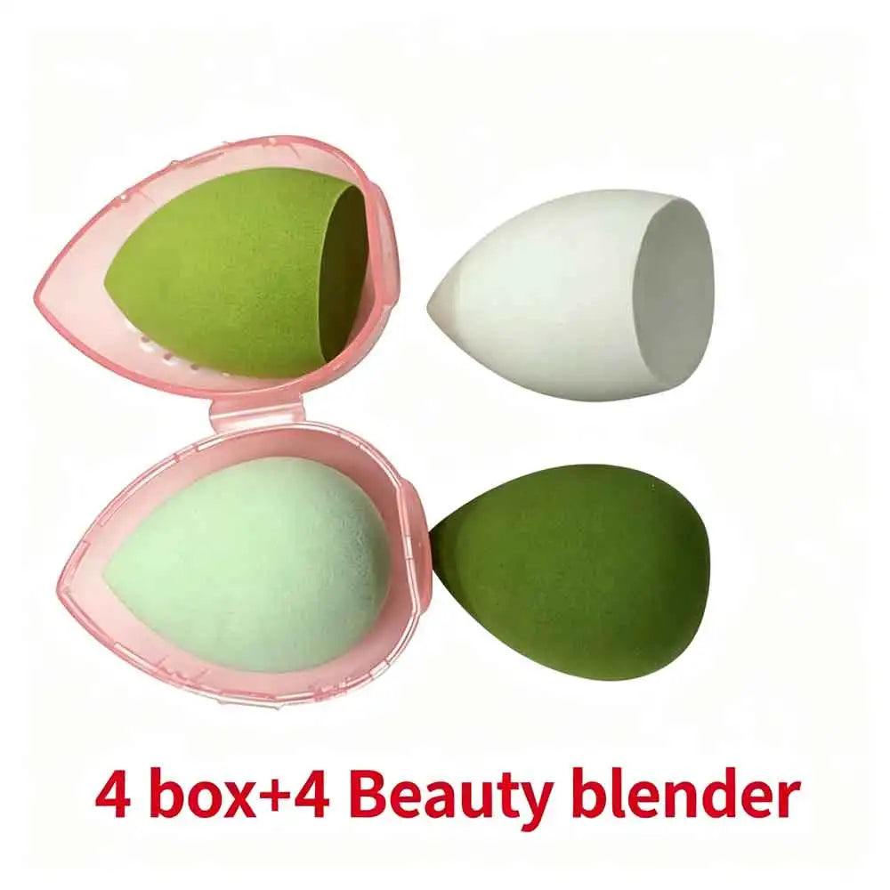 vvocci Gourd Oblique Cut Powder Puff Makeup Sponge Makeup Sponge Beauty Cosmetic Egg 4pcs Beauty Blender Teardrop Quake M81 green Pink-Box