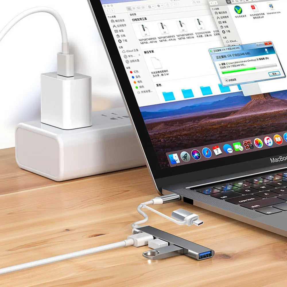 USB Type C HUB Dock 3.0 USB 3.0 2.0 Hub 4 Ports Multi Splitter Adapter OTG For PC Lenovo HUAWEI Xiaomi Macbook Aluminum Alloy Quake